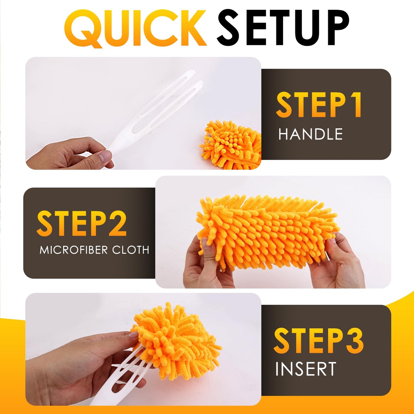 Redones Dusters for Swiffer - Reusable Duster Refill Compatible with Swiffer Hand Duster(8 Pack+1Handle), 360 Heavy Duty Dusters Refills