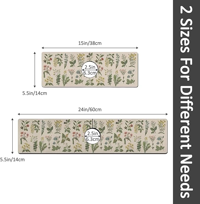 2PCS 15" X 5.5" Kitchen Sink Splash Guard Faucet Mat Floral Super Absorbent
