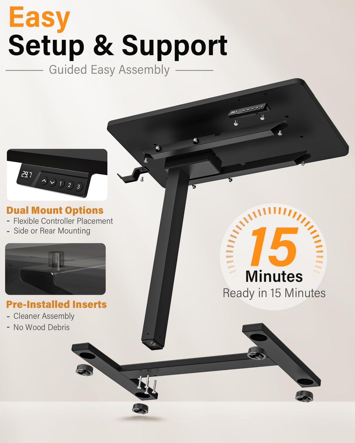 FiCiHi Electric Standing Desk with Wheels – Adjustable Height Mobile Sit-Stand Laptop Table, Portable Rolling Small Computer Workstation for Home Office & Bedside Use (24"x16", Black)