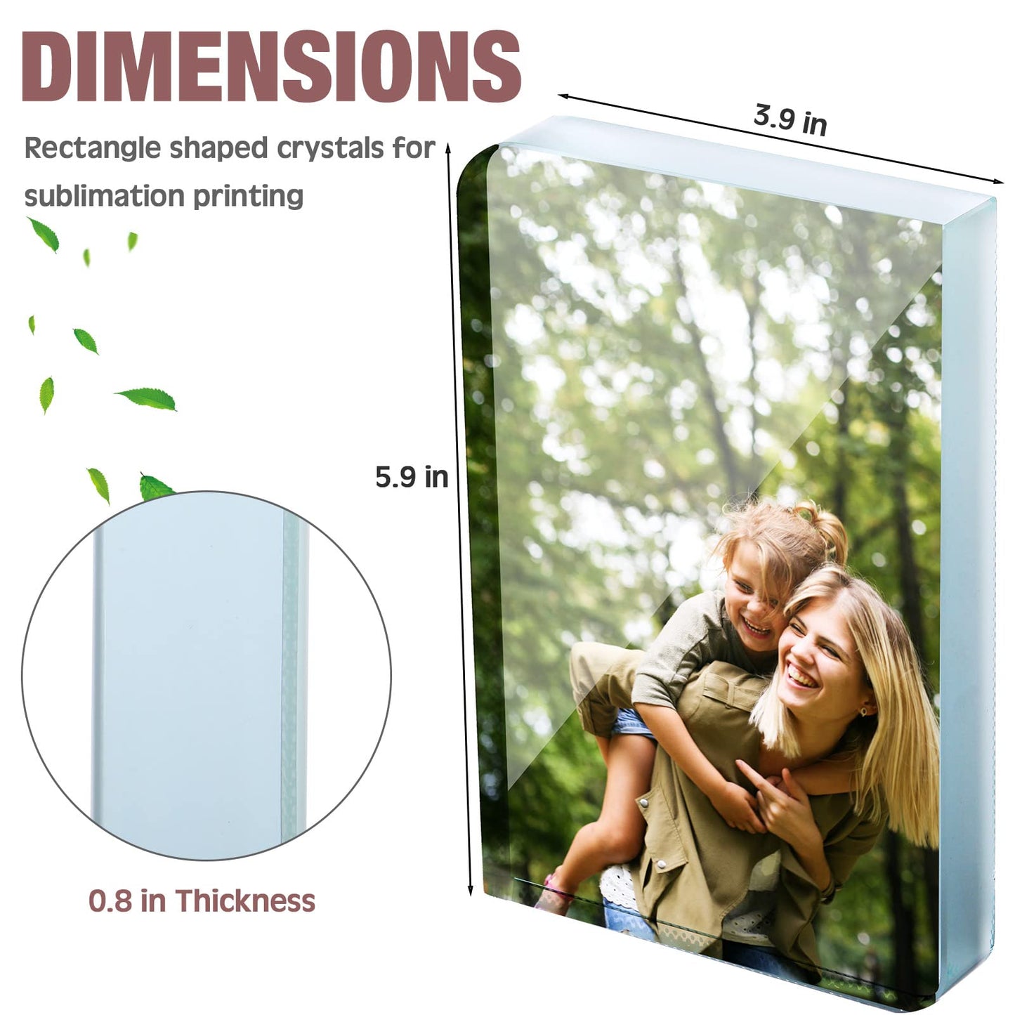 Didaey 2 Pcs Sublimation Blanks Crystal Picture Frame Crystal Tabletop Decor Decorative Plaques Custom DIY Photo Frame for Christmas Wedding Memorial DIY Gift(Rectangle)