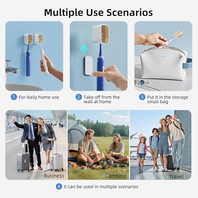 Travel Toothbrush Head Cover 2PCS, Electric Toothbrush Covers Caps, Ventilated