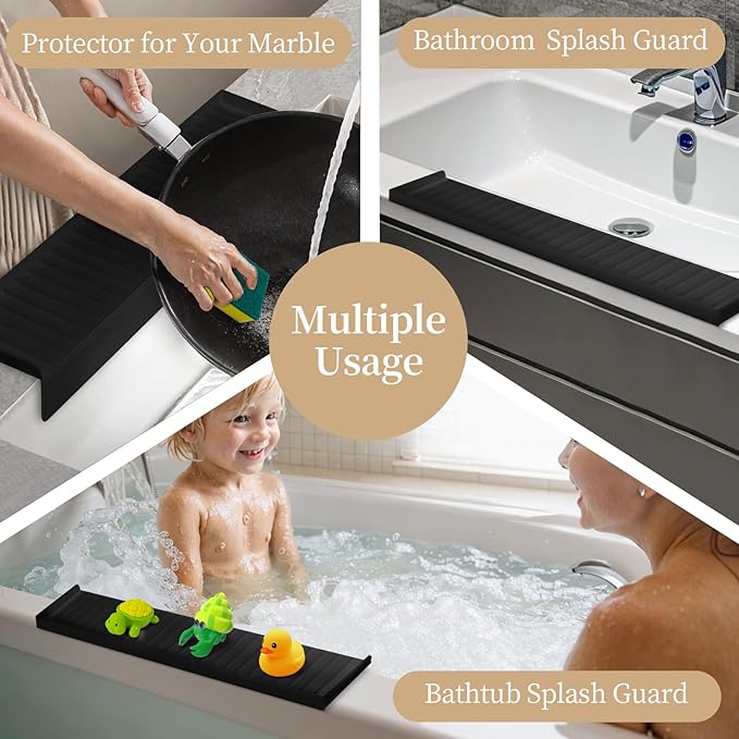 Sink Edge Protector with Suction Cup, Silicone Sink Splash Guard