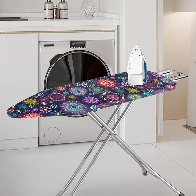 Boho Mandala Flower Print Ironing Board Cover Protector, Elastic Ironing Board