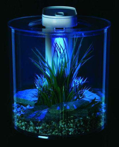 Marina 360 Aquarium with Remote Control LED Lighting, Multi-colour, 10 Litre,Blue,Green,Red