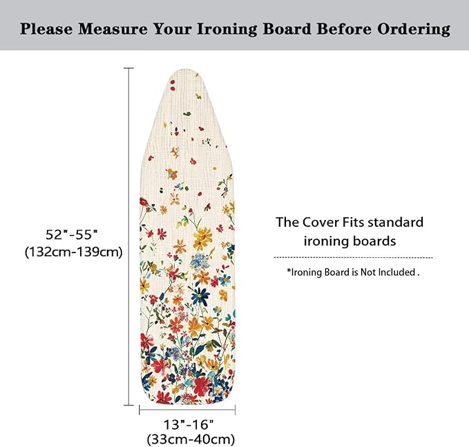 Floral Ironing Board Cover 15x54 Standard Size Padding