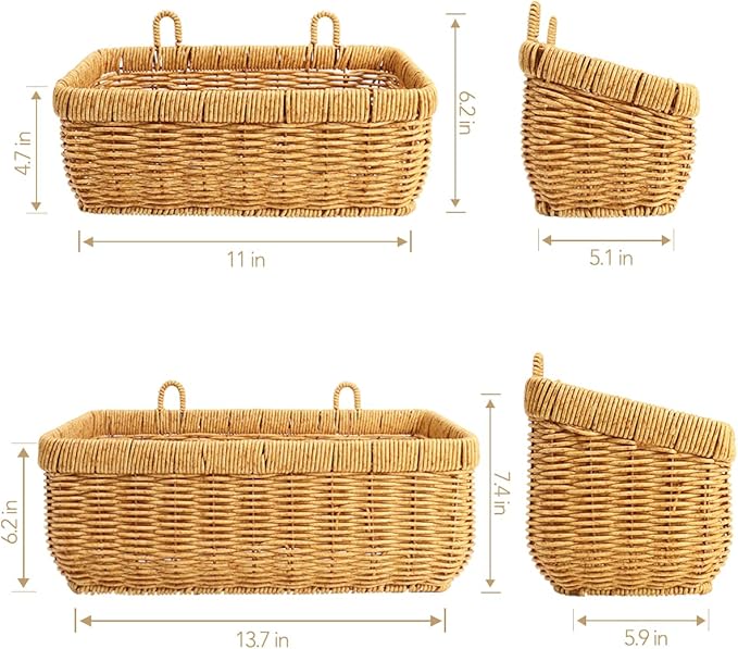 AceList Wall Hanging Basket, Boho Style Hand-Woven Hanging Storage Baskets