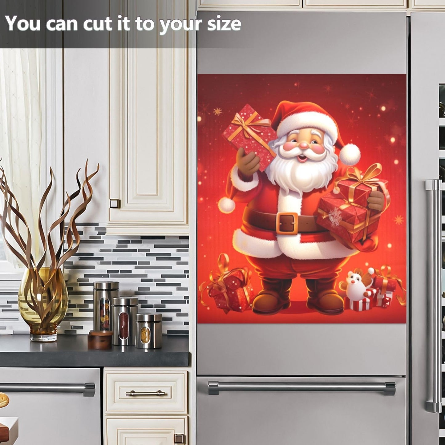 Bulletgxll Christmas Santa Dishwasher Magnet Cover Decorative Magnetic Dishwasher Front Door Cover Refrigerator Magnet Sheet Sticker for Home Kitchen Decor, 23 x 26 Inch
