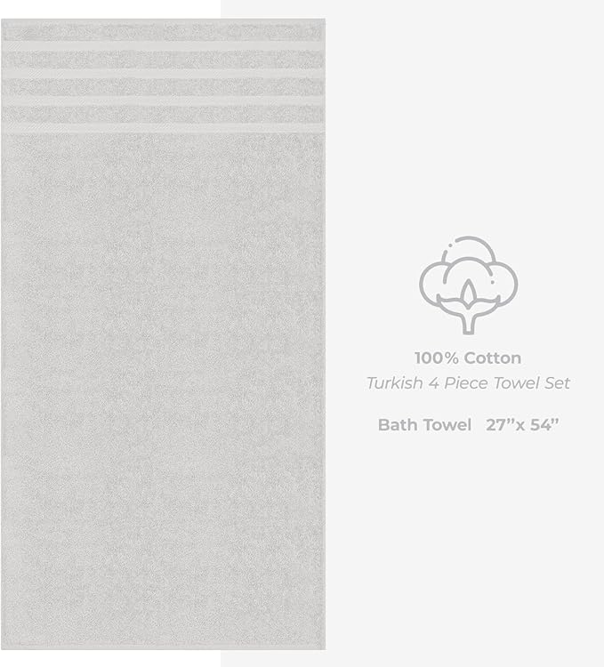 American Soft Linen Luxury 4 Piece Bath Towel Set, 600 GSM 100% Cotton Turkish