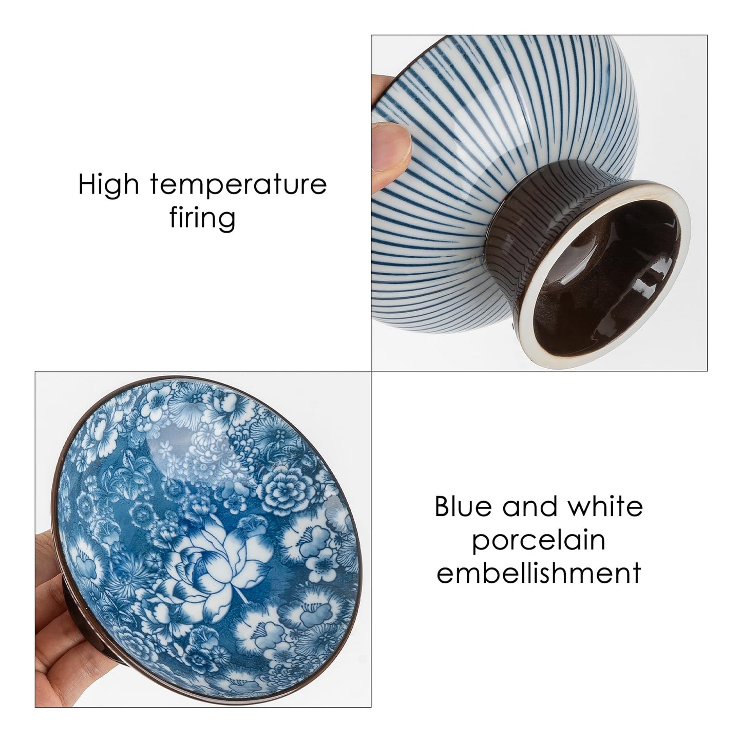 HannaFires Blue and White Porcelain Serving Tray - Vintage Ceramic Dessert & Fruit Platter for Tea Time, Asian Style Snack Plate & Gift