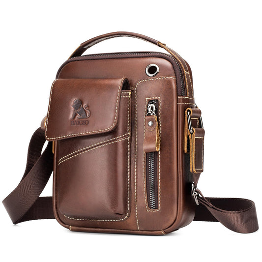 BAIGIO Men's Leather Shoulder Bag Vintage Men Cross Body Bag Sling Crossbody Handbag for Hanging Classic Casual Top Handle Bag for Business Work Travel