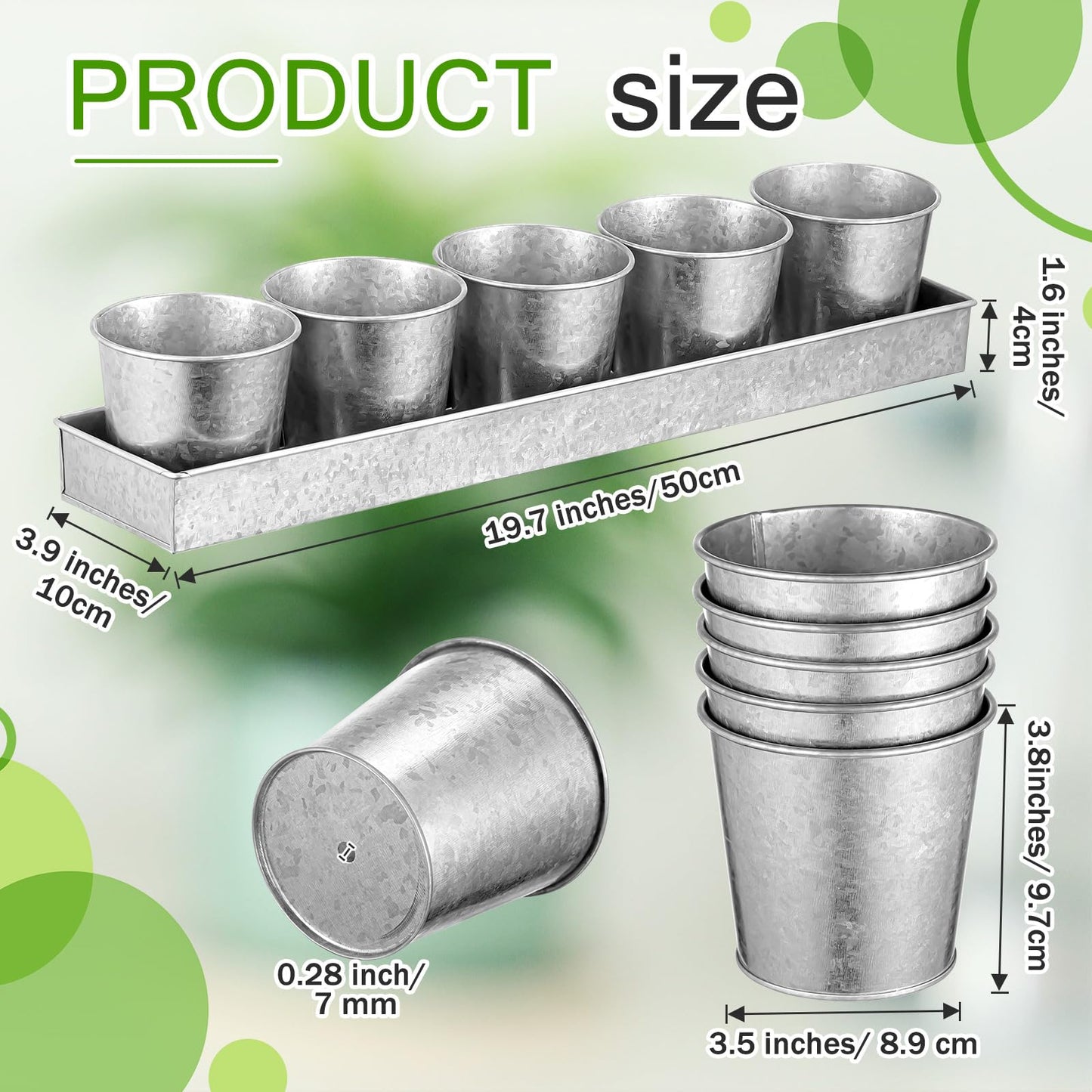 FoldTier 2 Sets Herb Garden Planter Indoor Kit with Trey 10 Pcs Metal Windowsill Plant Pots with Drainage Holes Indoor Herb Planter with Marker and Labels for Home Outdoor Plants(Silver)