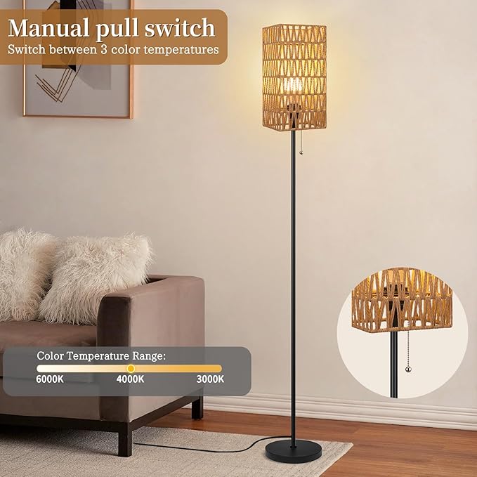 Ruiever Floor Lamp for Living Room, Farmhouse Floor lamp, Modern Standing lamp