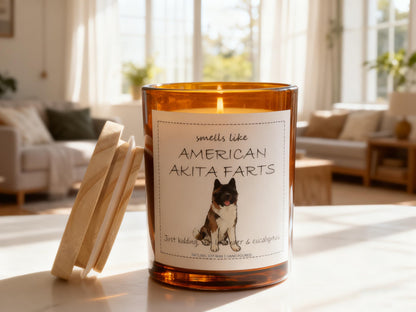 American Akita Gifts & Decor, Dog Mom Gift for Women, Smells Like American Akita Farts Candle - Lavender & Eucalyptus, Crafted by Natural Soy Wax & Natural Essential Oils