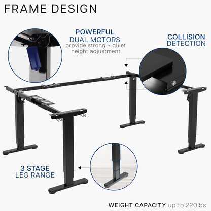VIVO Large U-Shaped 83 x 60 in Electric Standing Desk, Memory Height Adjustment, Black Top Black Frame, DESK-E4UBB