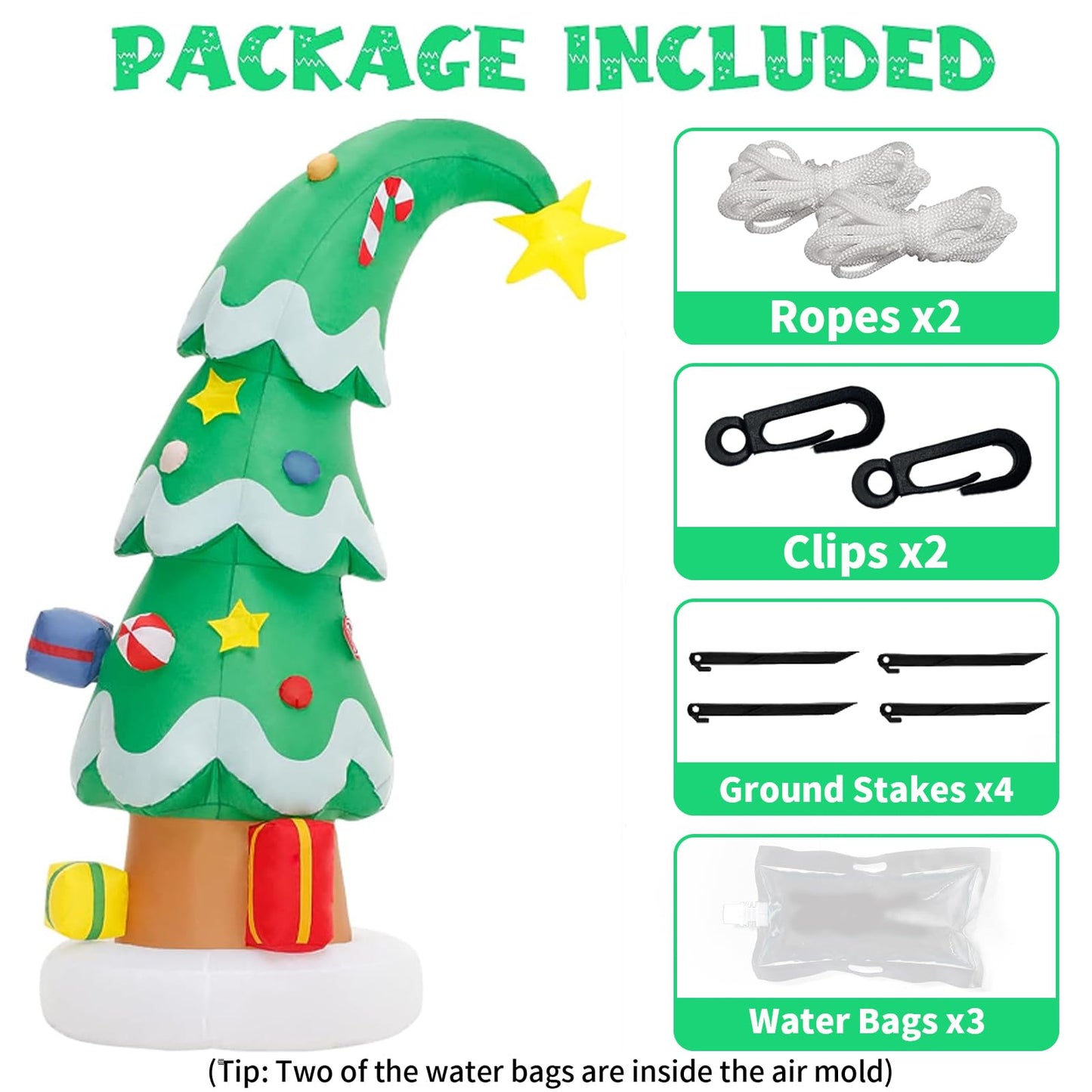 Lionoble 6 FT Christmas Outdoor Inflatable Decorations, Blow Up Christmas Tree with LED Light for Xmas Holiday Party Garden, Yard, Lawn Decor