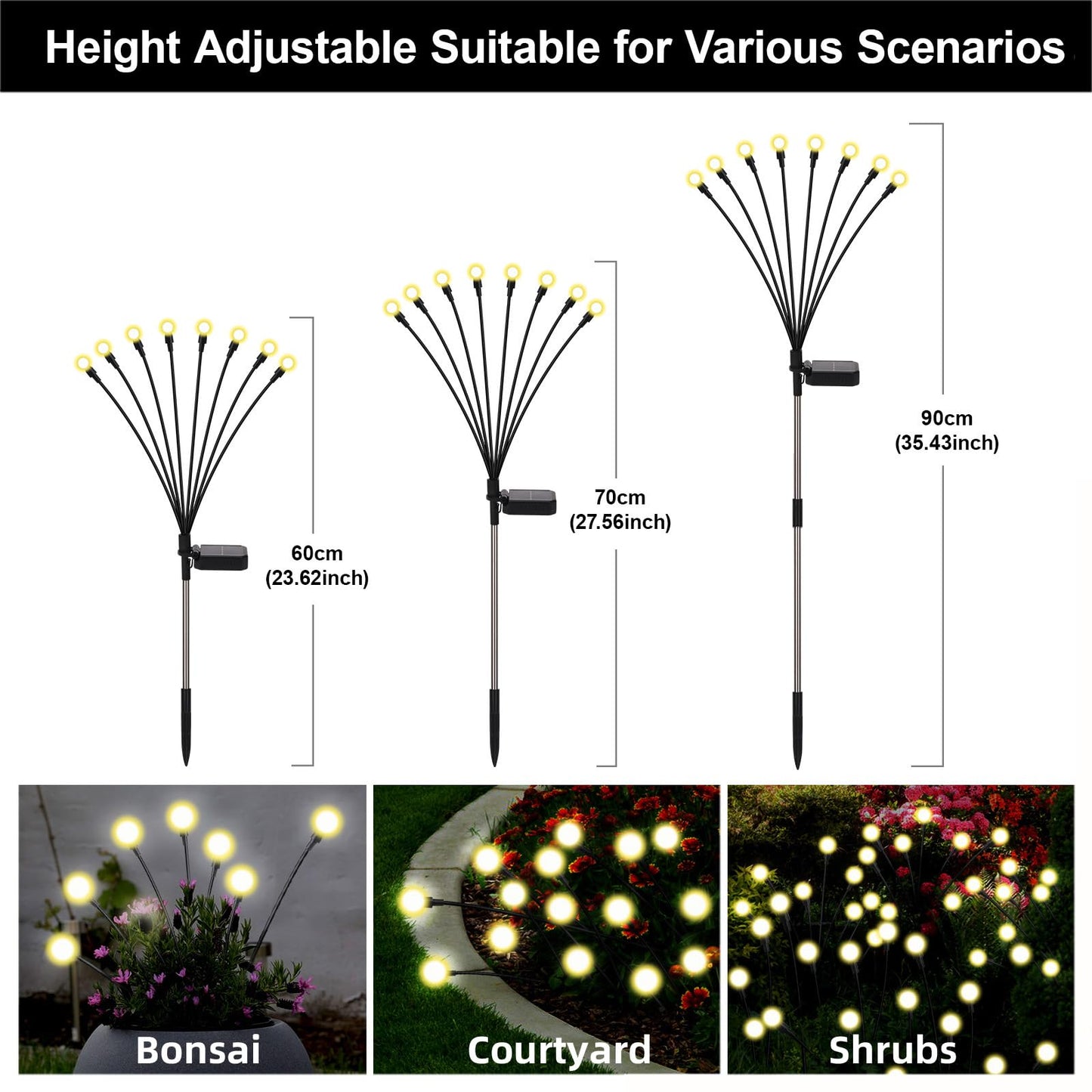 Petriveil Solar Firefly Lights Warm White, 8 Modes 800mAh Swaying Firefly Yard Lights Solar Powered Outdoor Waterproof for Outside Yard Patio Lawn Pathway Walkway Stake Christmas Garden Decor (8 Pack)