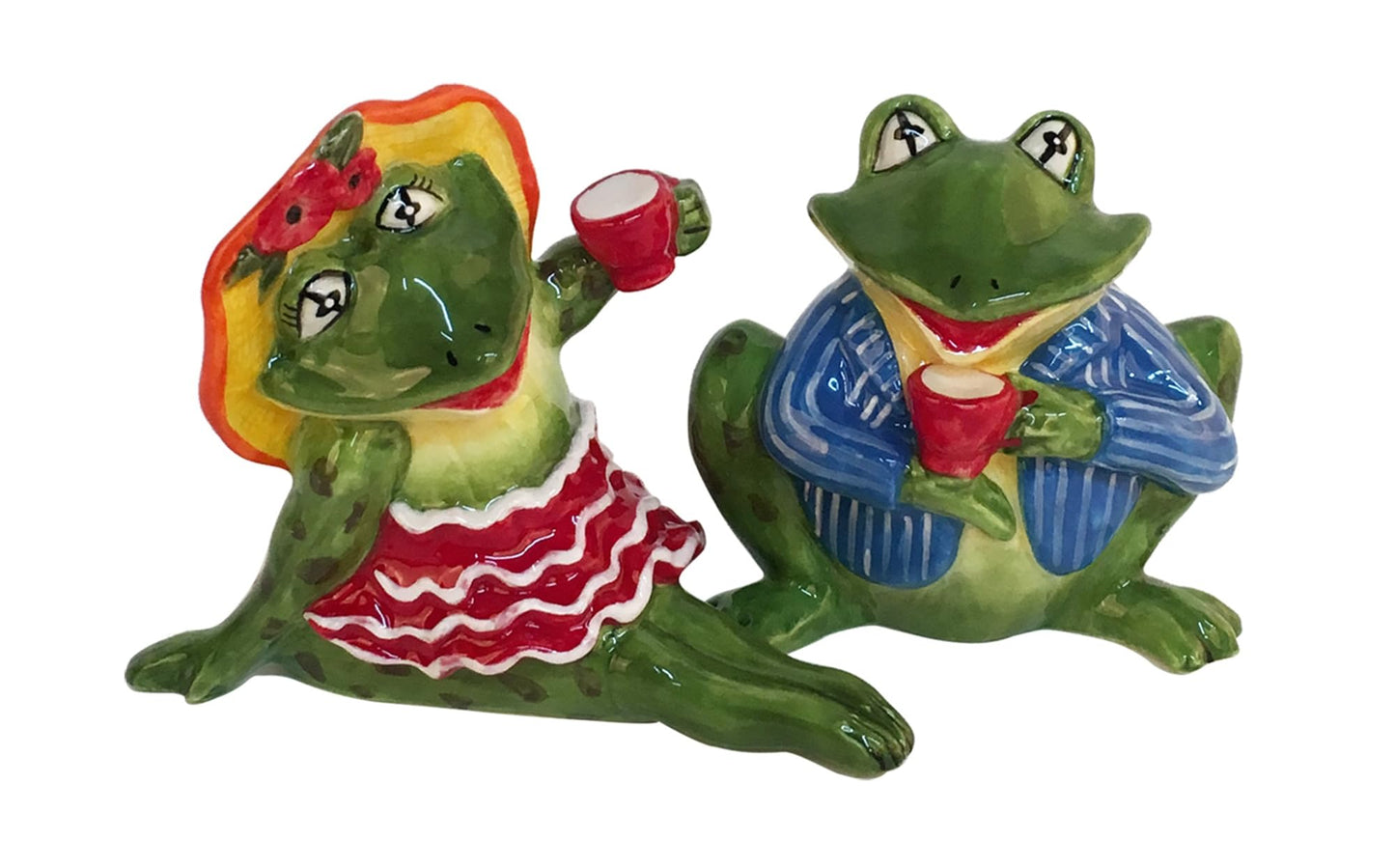 Blue Sky Clayworks Fancy Tea Party Frogs S&P Set, 5-inch Length x 3.25-inch Width