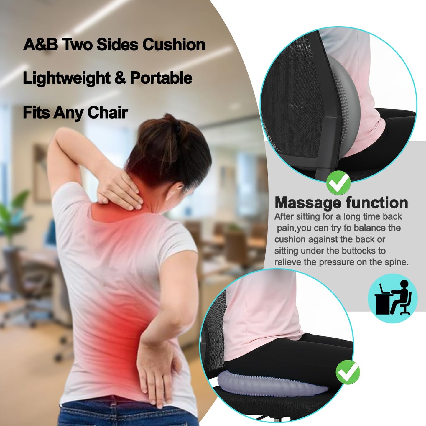 Hanstuten Wobble Cushion Core Balance Disc, Inflated Wiggle Seat Cushion to Improve Sitting Posture & Stay Focused, Non-slip Balance Pads for Physical Therapy & Core Strength (1Grey)