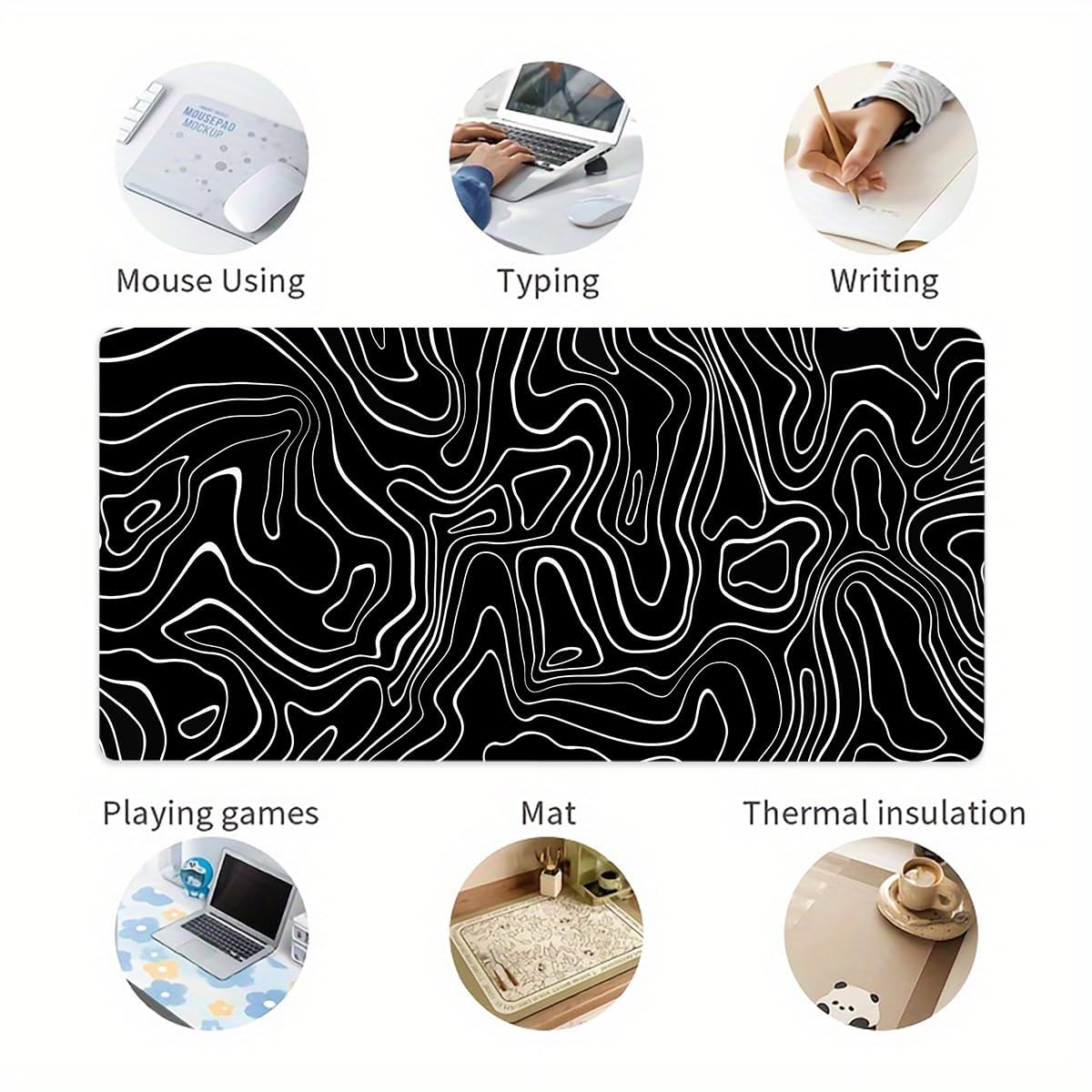 Rcege Large Mouse Pad for Desk - Gaming Mouse Pad with Non-Slip Base Stitched Edges, Desk Mat for Keyboard and Mouse