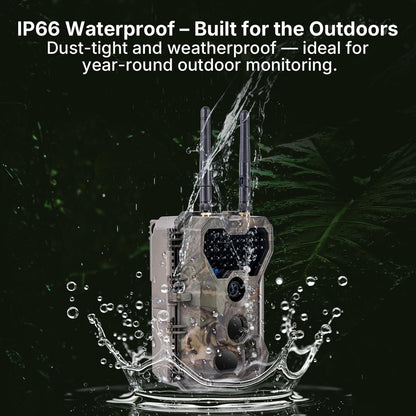 Meidase P300 Pro (Non-Cellular) WiFi Trail Camera, Dual-Antenna 165ft Range, 7800mAh Battery,Fast 0.1s Trigger Speed Motion Activated 64MP Photos, 1296p HD Video, 64GB Industrial SD Card Included