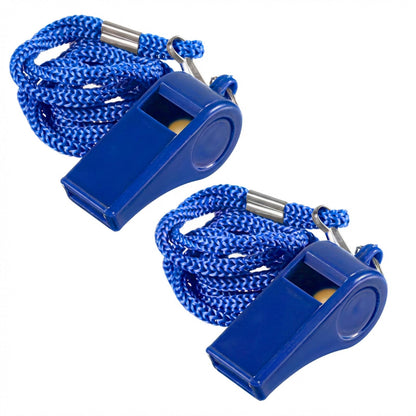 Alrhso 2Pcs Blue Whistle for Coaches Plastic Sports Whistle with Lanyard Loud Blue Referee Cheer Whistles Coaching Whistles for Outdoor Enthusiasts Basketball Dog Training Party Favors