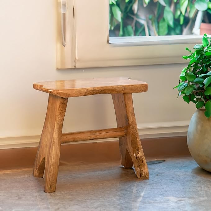 Greenage Cedar Roots Wooden Stool Naturally Shape Large 20" x 13" x 18" H Wood