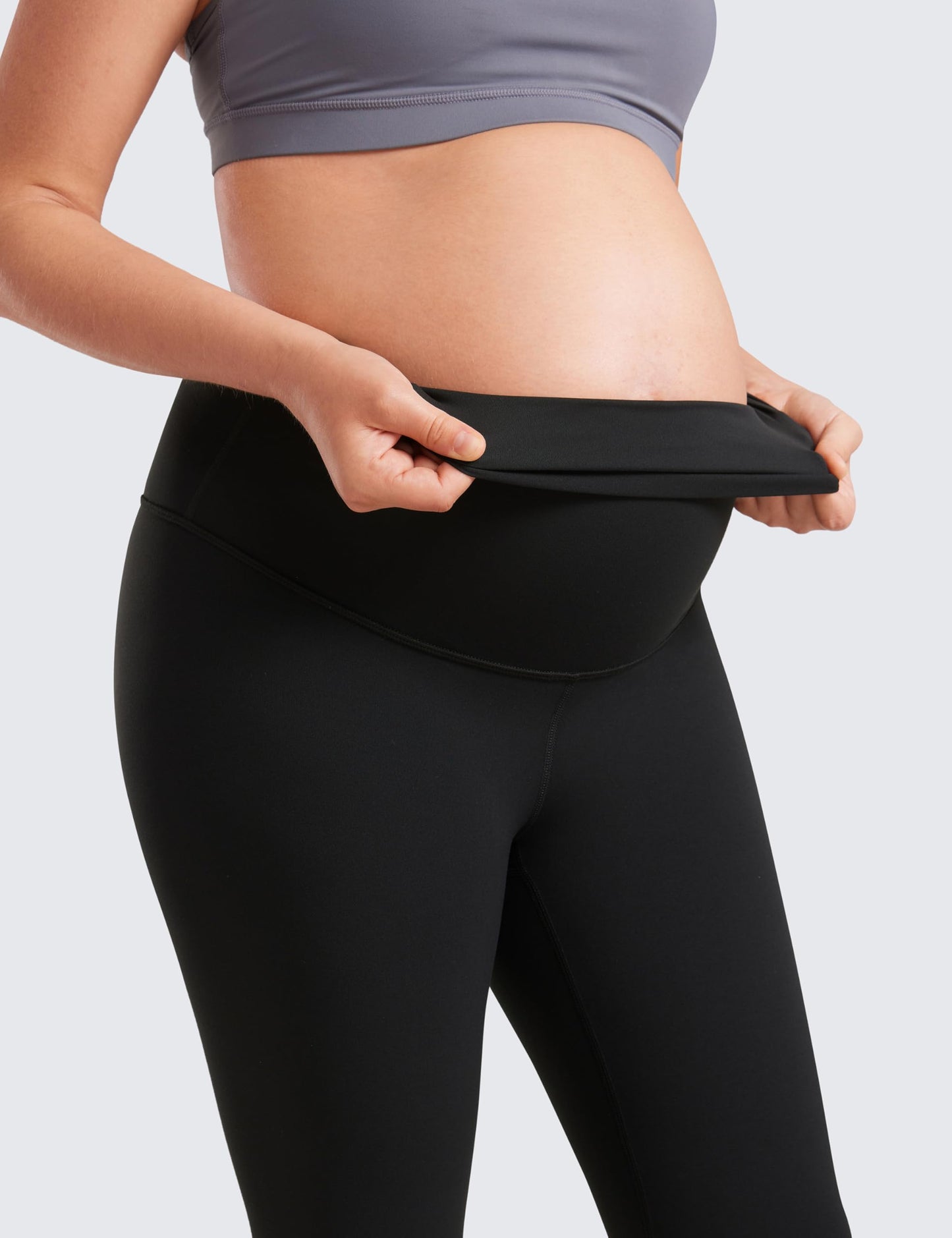 CRZ YOGA Women's Butterluxe 25" Maternity Leggings - Over Bump Workout Leggings Pregnancy Soft Belly Support Yoga Pants Black 10