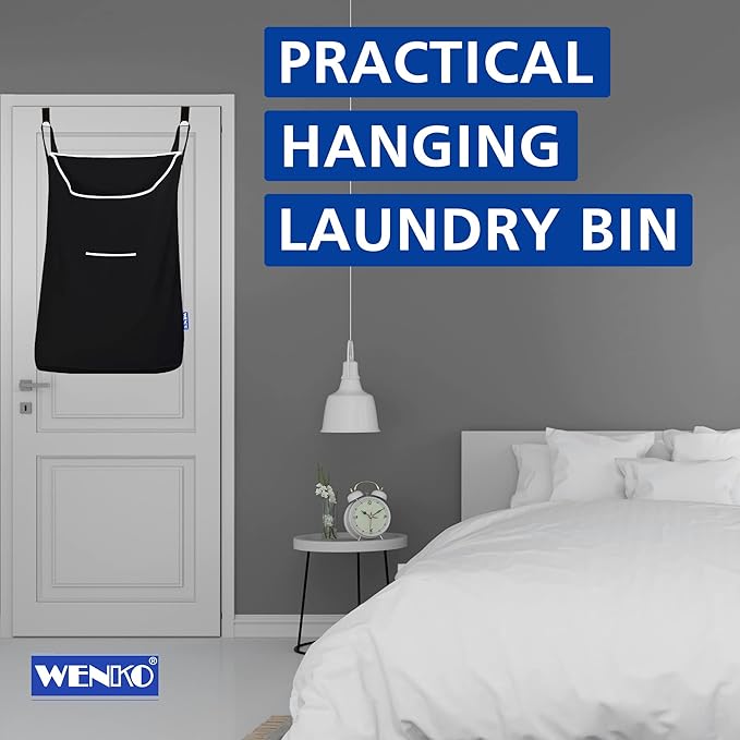 WENKO Laundry Hamper Bag Hanging, Over The Door Basket