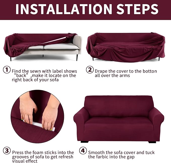 Peryiter 3 Pcs Couch and Loveseat Covers Set Sofa Cover