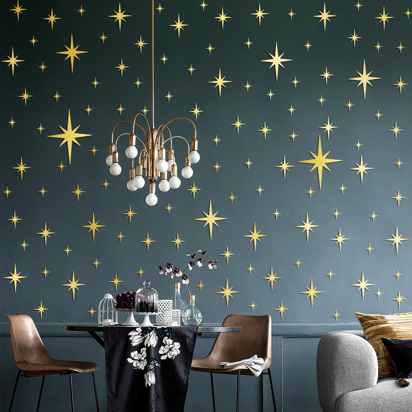 RAINBOW WSK 84 Pcs Star Mirror Wall Decals 3D Acrylic Mirror Wall Stickers Gold Sliver Star Decals Peel and Stick Star Wall Art for Home Boys Girls Bedroom Living Room Nursery JM334-Gold, RW1111