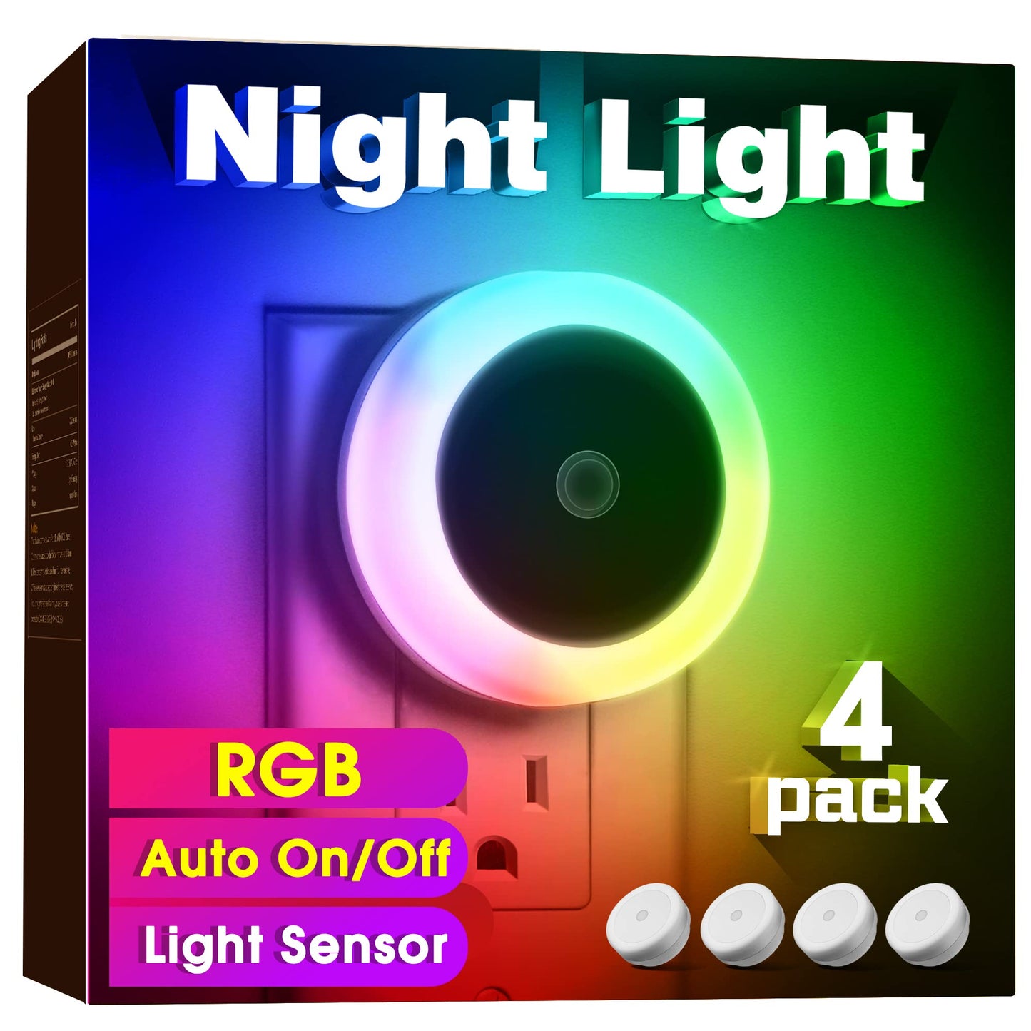 Briignite LED Baby Night Lights Plug into Wall [4Pack], Nightlight with Light Sensors for Kids Room, Bathroom Stair Lights, Hallway Light, Warm White