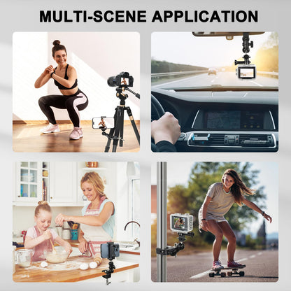 UTEBIT Super Clamp Camera Mount with 360° Ballhead Magic Arm, Super Clamp Mount with 1/4" and 3/8" Thread, Desk/Bike/Bicycle/Motorcycle/Handlebar for GoPro, Phone, Camera, Monitor, LED Light