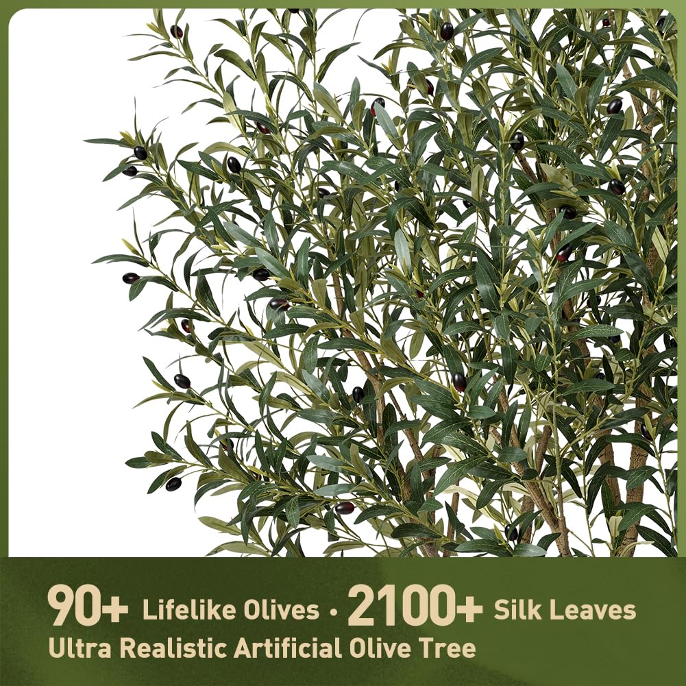 Verinatural Olive Tree Artificial Indoor 7ft - Large Fake Plants - Realistic Faux Olive Tree in Pot - Tall Artificial Plants for Home, Patio, Living Room, Office Decor,VN138