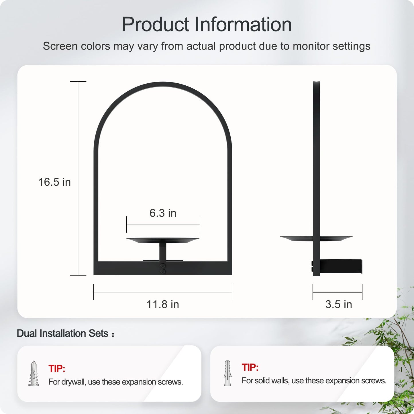 BUTUNITA Black Metal Wall Plant Holder - 2-Pack Wall Mounted Plant Stands and Hanging Holders for Indoor Planter and Flower Pot - Arch Decor Shelf for Plant Storage (Pot Not Included)