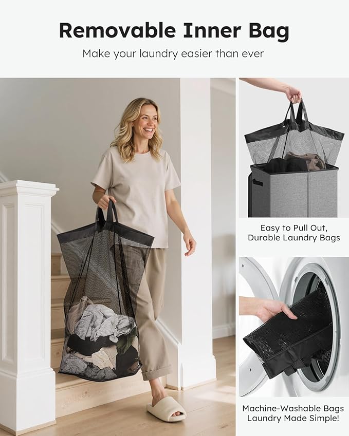 SOLEDI Laundry Hamper with Lid 130L Large & Tall Collapsible Laundry Basket