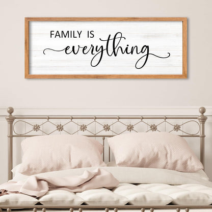 AuraPeak Family Is Everything Wall Decor Rustic Dining Room Sign for Horizontal Home Living Room Entryway Hallway Wood Hanging Plaque Wall Art Decoration (Wood 40"×15")