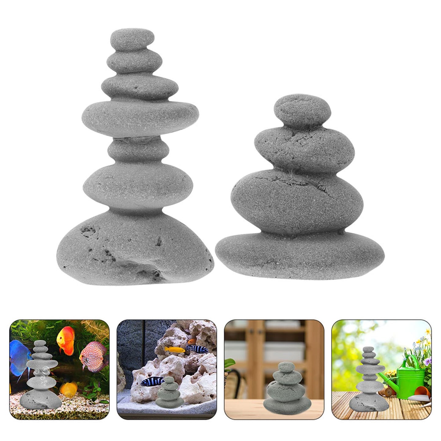 VOSAREA 2pcs Stone Sculptures Stacking Stone Statue Handmade Rocks Statues Garden Rocks Cairn Balancing Yoga Meditation Accessories Micro Landscape Ornament for Home Office