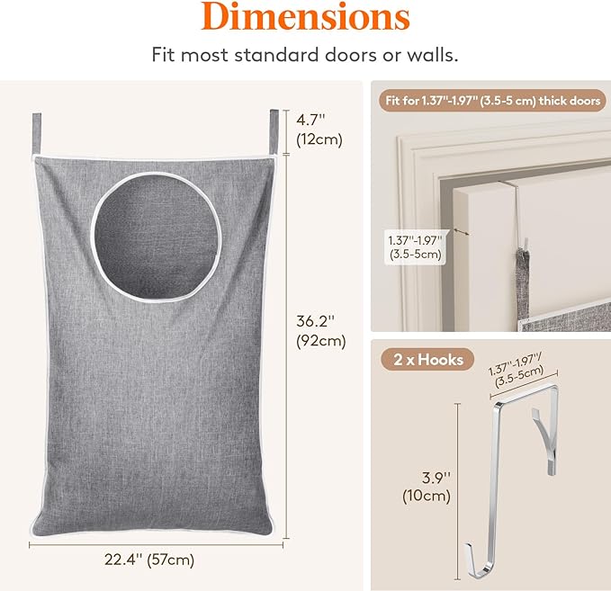 Lifewit 2 Pack Over Door Laundry Hamper, Large Collapsible Hanging Laundry