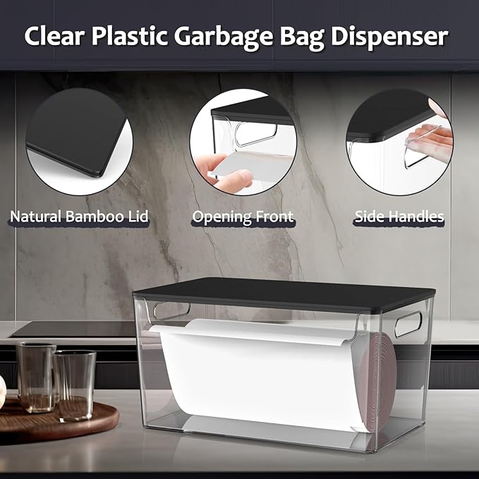 2 Pack Trash Bag Holder Under Sink Stackable, Plastic Garbage Bag Dispenser