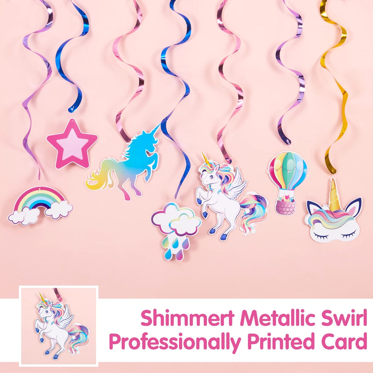 WERNNSAI Unicorn Hanging Swirls - 21PCS Rainbow Unicorn Birthday Decorations Ceiling Streamers for Girls Birthday Party Supplies Unicorn Theme Hanging Decor