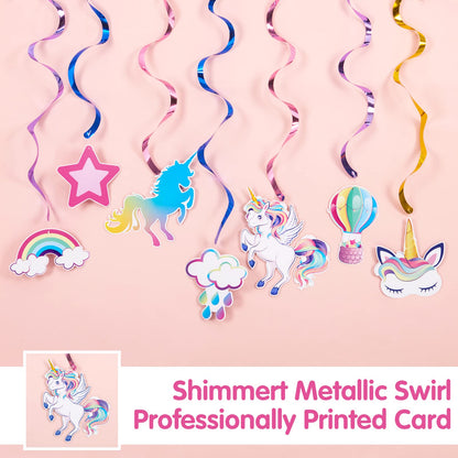 WERNNSAI Unicorn Hanging Swirls - 21PCS Rainbow Unicorn Birthday Decorations Ceiling Streamers for Girls Birthday Party Supplies Unicorn Theme Hanging Decor