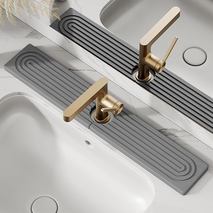 Stone Faucet Mat for Kitchen Sink, Diatomite Drying Stone Tray & Sink Protector