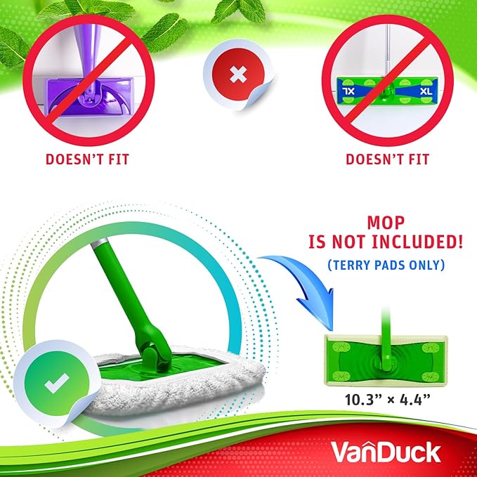 VanDuck Reusable 100% Cotton Mop Pads Compatible