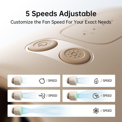 JISULIFE Stroller Fan Baby Large, Safe Bladeless for Crib, Desk, Portable Battery Rechargeable Cooling Fan with Air Turbo Tech, Night Light, Food-Grade Gift for Mom/Dad/Friend - Brown