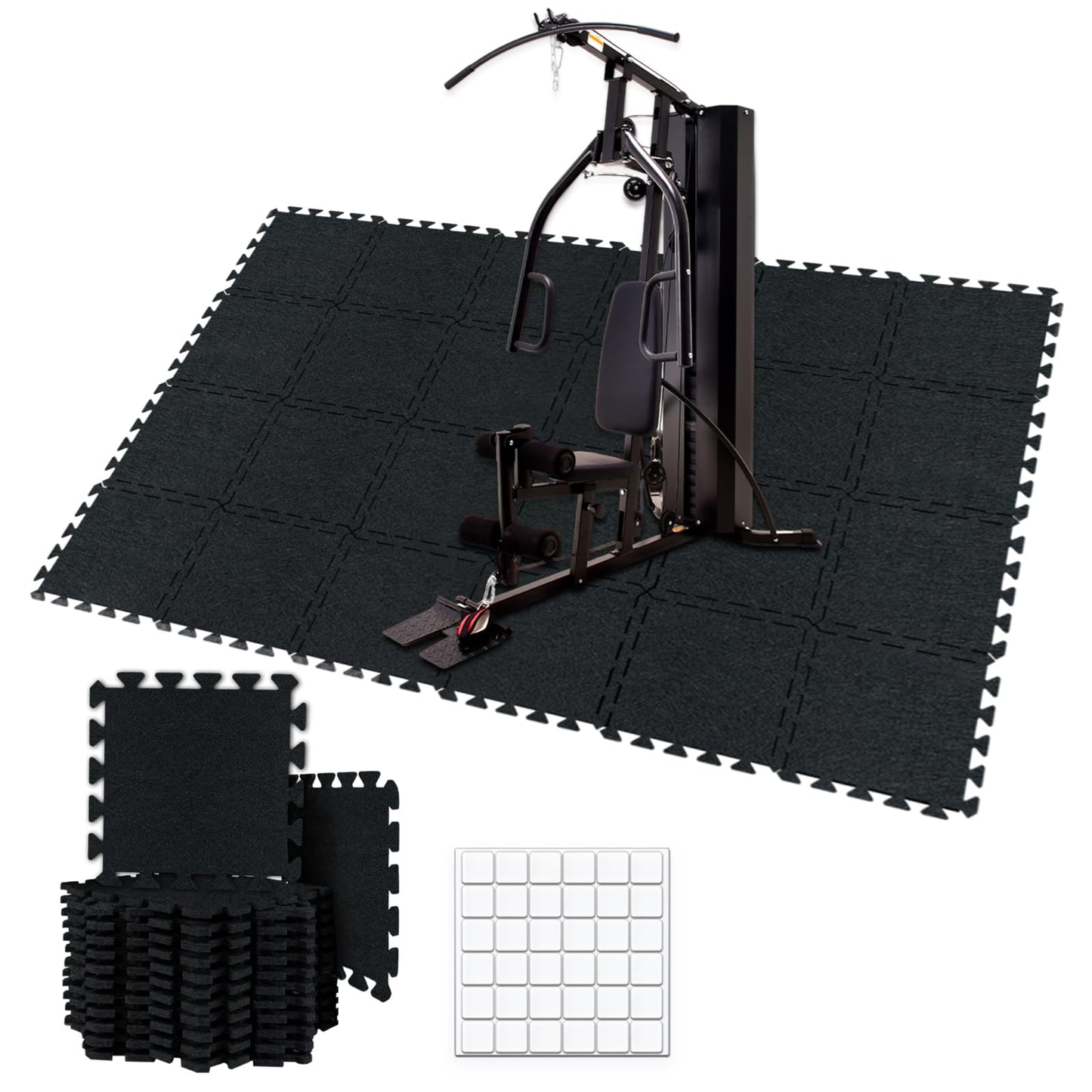 BXI Puzzle Exercise Mat 24 Pcs, 11 x 11 x 0.32 inches, High Density Noise Reduction Puzzle Felt Rug Mat, Non Slip Interlocking Floor Tiles for Workout, Gymnastics and Home Gym Protective Flooring