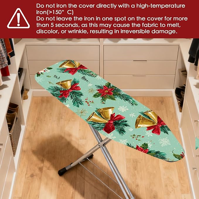 Nuxovilar Ironing Board Covers Winter Bells and Poinsettia Pattern Polyester