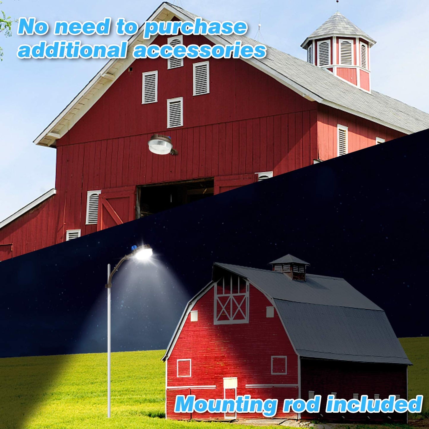 Juyace 2-Pack 18000LM LED Barn Lights, 120W 5000K Each, Dusk to Dawn Outdoor Security Area Lights with Photocells, IP65 Waterproof Adjustable Shoebox Flood Light for Farm Yard Pole Wall Mount