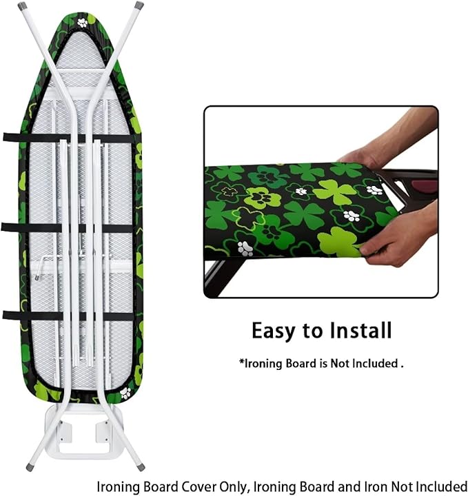 Ironing Board Cover and Pad Green Leaf Thick Padding Standard Size Iron Board