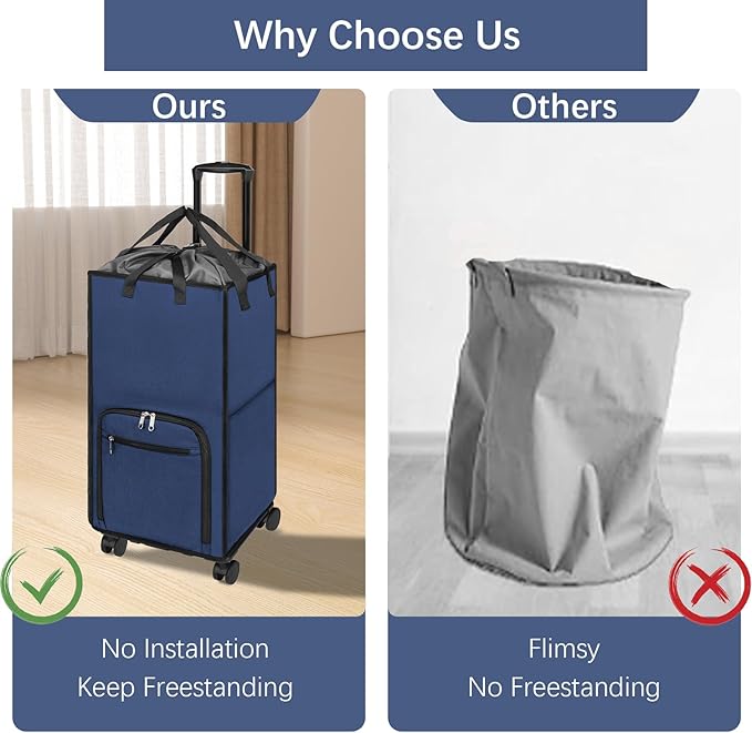 Bukere Extra Large Rolling Laundry Basket