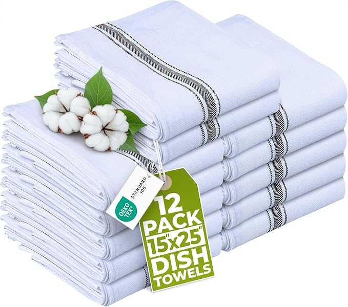 Utopia Towels Black Dish Towels 100% Ring Spun Cotton Highly Absorbent &